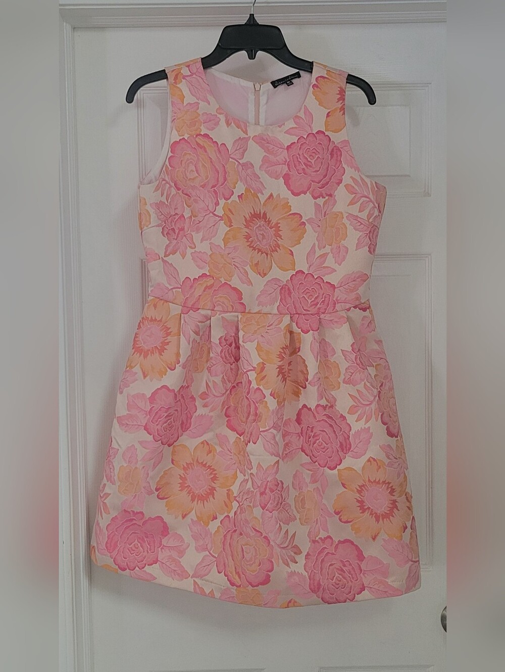 Juniors Pink & Peach Floral Fit-and-Flare Dress